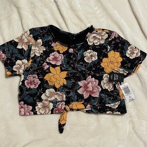 High neck cap sleeve floral print Torrid bikini/swim top size 2X